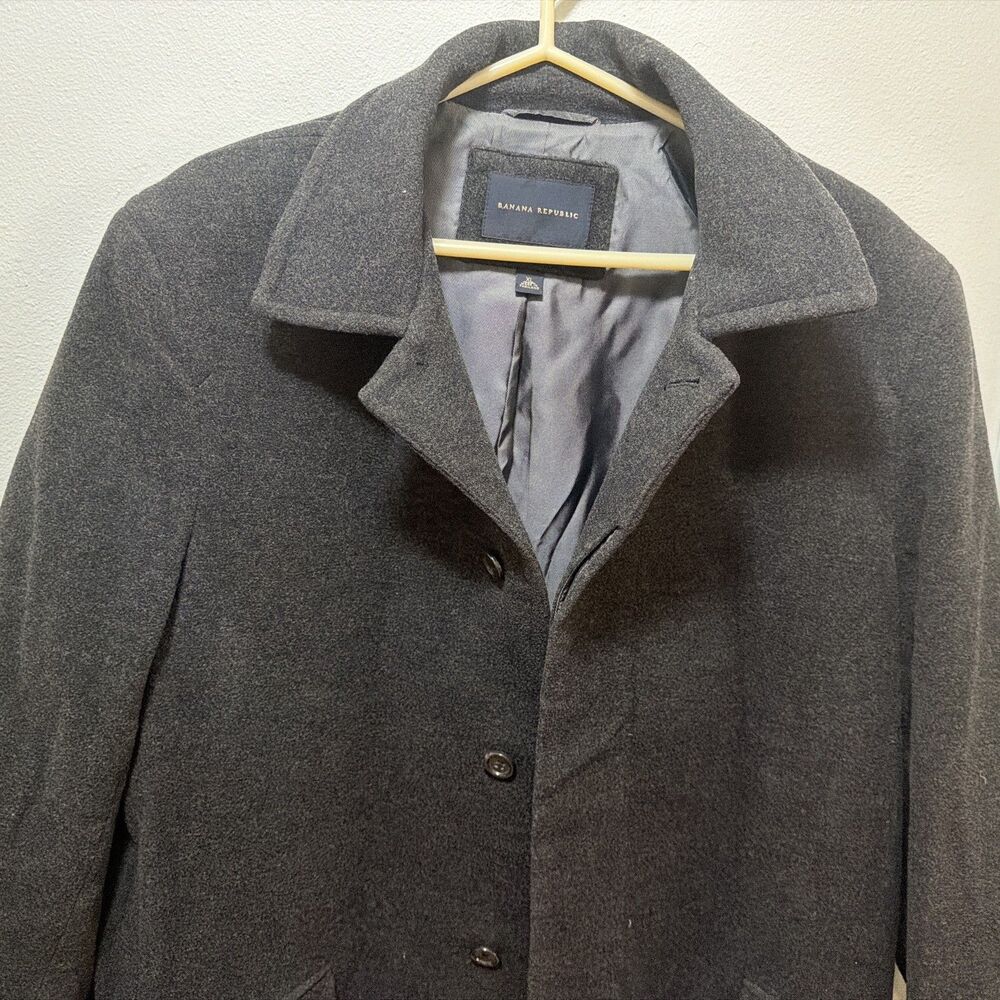 Men's Banana Republic Wool Cashmere Blend Overcoat Black Size XL - Picture 2 of 6